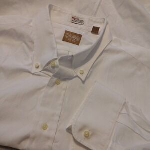 Gitman Bros Pinpoint Oxford Shirt 18 34 White Made in USA Dress Button Down